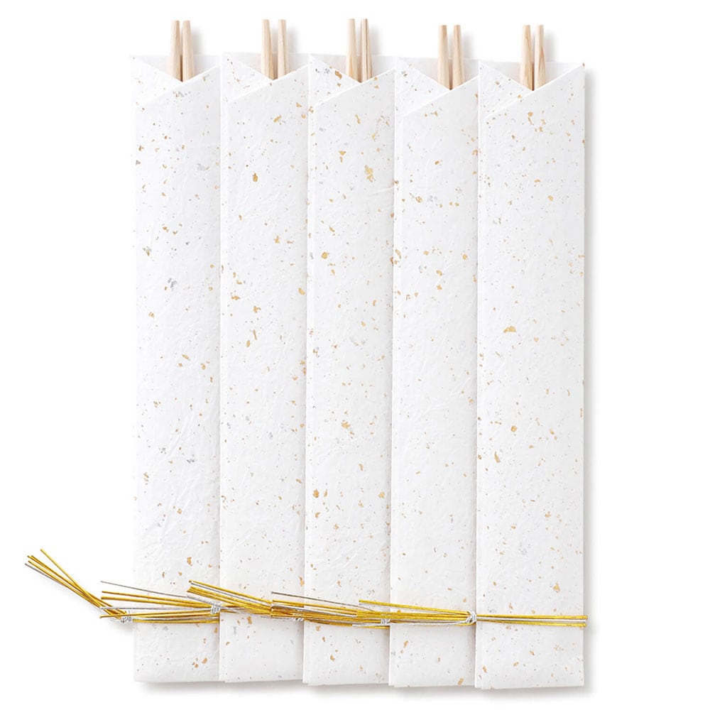 正月小物　丸箸　白　５膳入　めでたや　New Year's chopsticks　※在庫限り