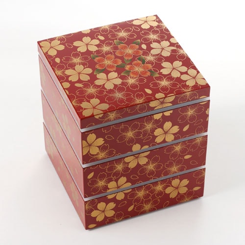 山中塗 三段重箱 手描き 本漆器 山中塗 三段重箱 手描き 本漆器