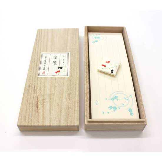 和詩倶楽部 桐箱入り一筆箋 涼箋(金魚) 100枚入 (KI-002) 気軽なひとことを添えるミニ便箋 白檀の文香入り ※在庫限り