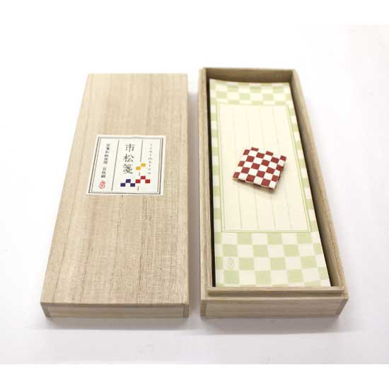 和詩倶楽部 桐箱入り一筆箋 市松箋 100枚入 (KI-006) 気軽なひとことを添えるミニ便箋 白檀の文香入り