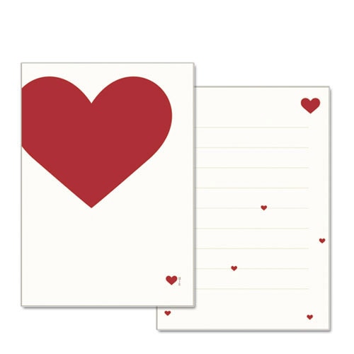 和詩倶楽部　ふたこと箋　ハート（便箋9枚＋封筒3枚セット） (LS-016)　和紙の横書きミニレターセット