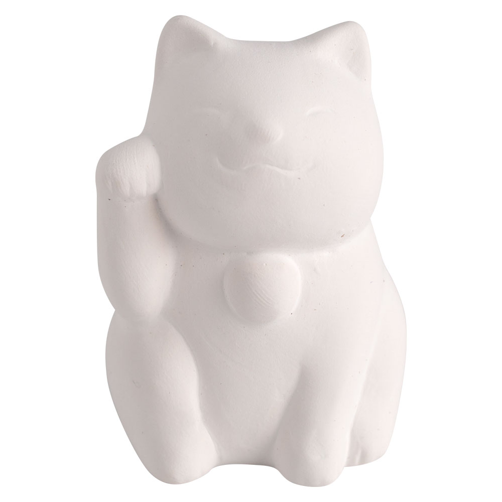 おえかき招き猫（ぬりえ用白）右手上げ　工作用陶器シリーズ|工作用素材・お絵かき・ぬり絵|なつかしの玩具