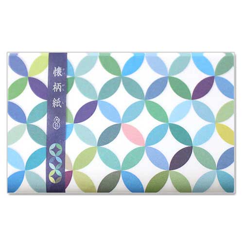 【懐紙】和詩倶楽部　懐柄紙　彩り七宝（青）　30枚入り (KG-037)　大豆インキ使用　濃いめの絵柄で両面違った雰囲気で使える懐紙　※在庫限り