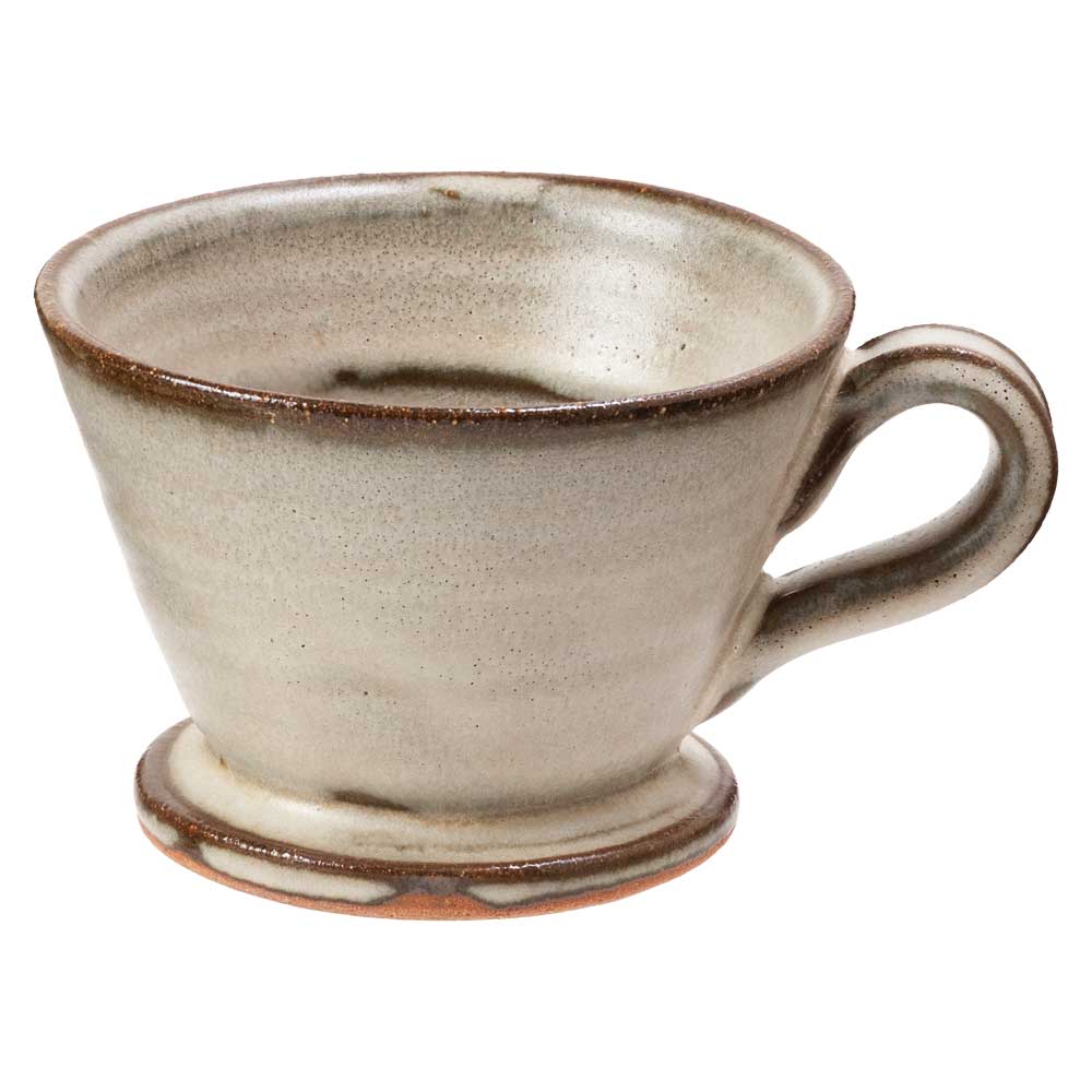 信楽焼　コーヒードリッパー　白（グレー）　耐熱陶器　滋賀県の工芸品　陶器の赤外線効果でまろやかな味に　作者：中村文夫（なか工房）