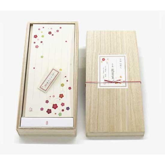 和詩倶楽部 桐箱吉兆箋 花蔓箋 (KC-005) 美濃和紙 便箋4種各25枚・封筒20枚入