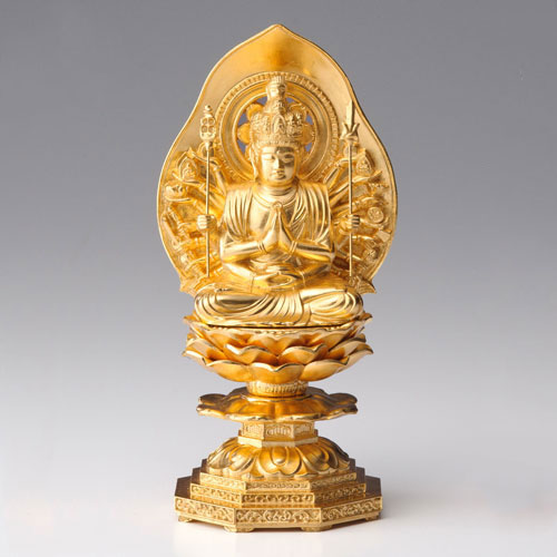 仏像・八体仏 高岡鋳物 千手観音菩薩（金箔） 15cm (BZ-001-AGH) 子年
