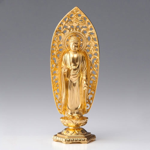 仏像・八体仏 高岡鋳物 阿弥陀如来像（金箔） 15cm (BZ-008-AGH