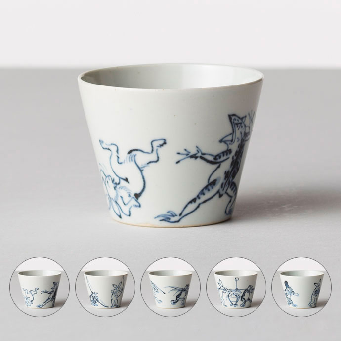 BARBAR 鳥獣戯画／田楽〈湯呑〉｜歌い踊る兎と蛙を、ひと息の時間に