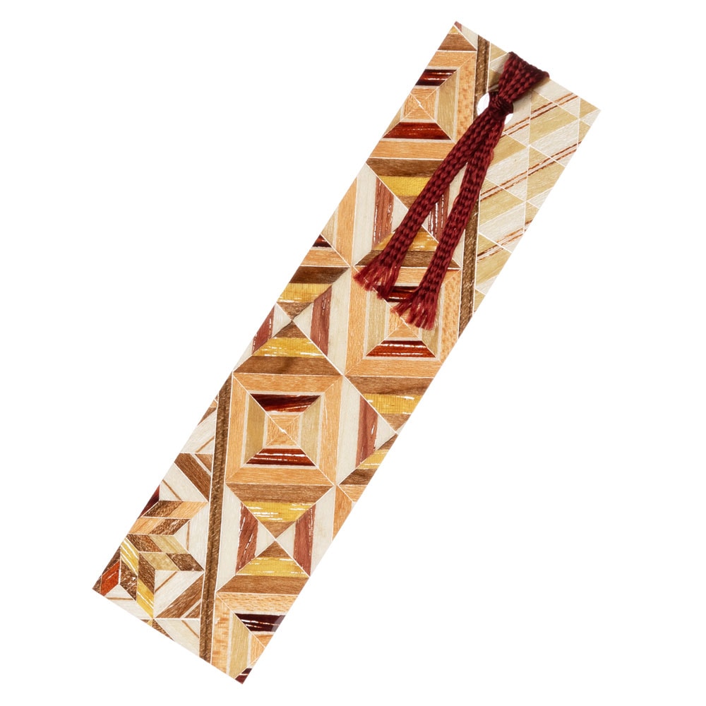 寄木細工　しおり　ブックマーク（1枚）　箱根伝統工芸品　※色・柄はお選びいただけません　Hakone yosegi zaiku Bookmark