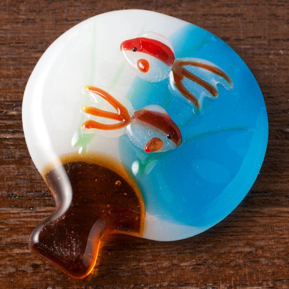 廣田硝子　硝子の箸置き　夏の団扇箸置き　Chopstick rest of Summer fan / Made of glass