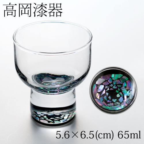 高岡漆器 螺鈿硝子 杯〈金桜・黒〉容量65ml｜富山県伝統工芸品、漆塗り