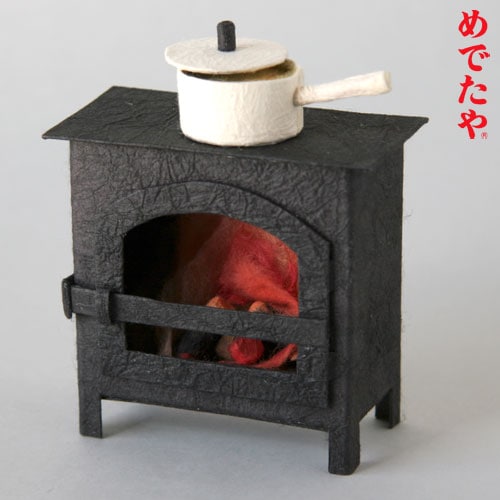 めでたや遊び　暖炉　可愛い和紙の置物　Medetaya-asobi Fireplace  Small figurines made of Japanese paper