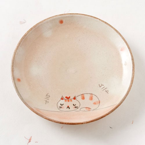 ムニャ猫 お皿 (K3421) Middle plate Munya neko ※在庫限り