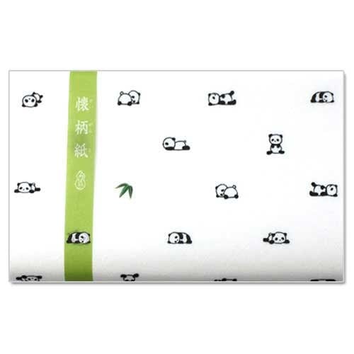【懐紙】和詩倶楽部　懐柄紙　くまねこ文（パンダ）　30枚入り (KG-046)　大豆インキ使用　濃いめの絵柄で両面違った雰囲気で使える懐紙