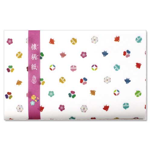 【懐紙】和詩倶楽部　懐柄紙　吉あられ　30枚入り (KG-047)　大豆インキ使用　濃いめの絵柄で両面違った雰囲気で使える懐紙