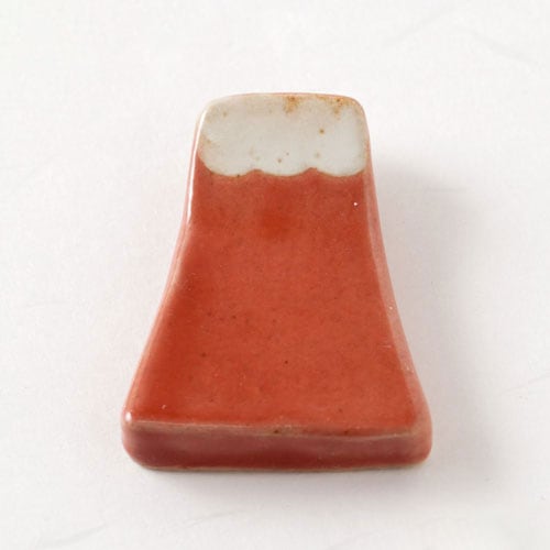 瀬戸焼箸置き　手作り赤富士箸置 (K3460)　Seto-yaki Chopstick rest of Fuji