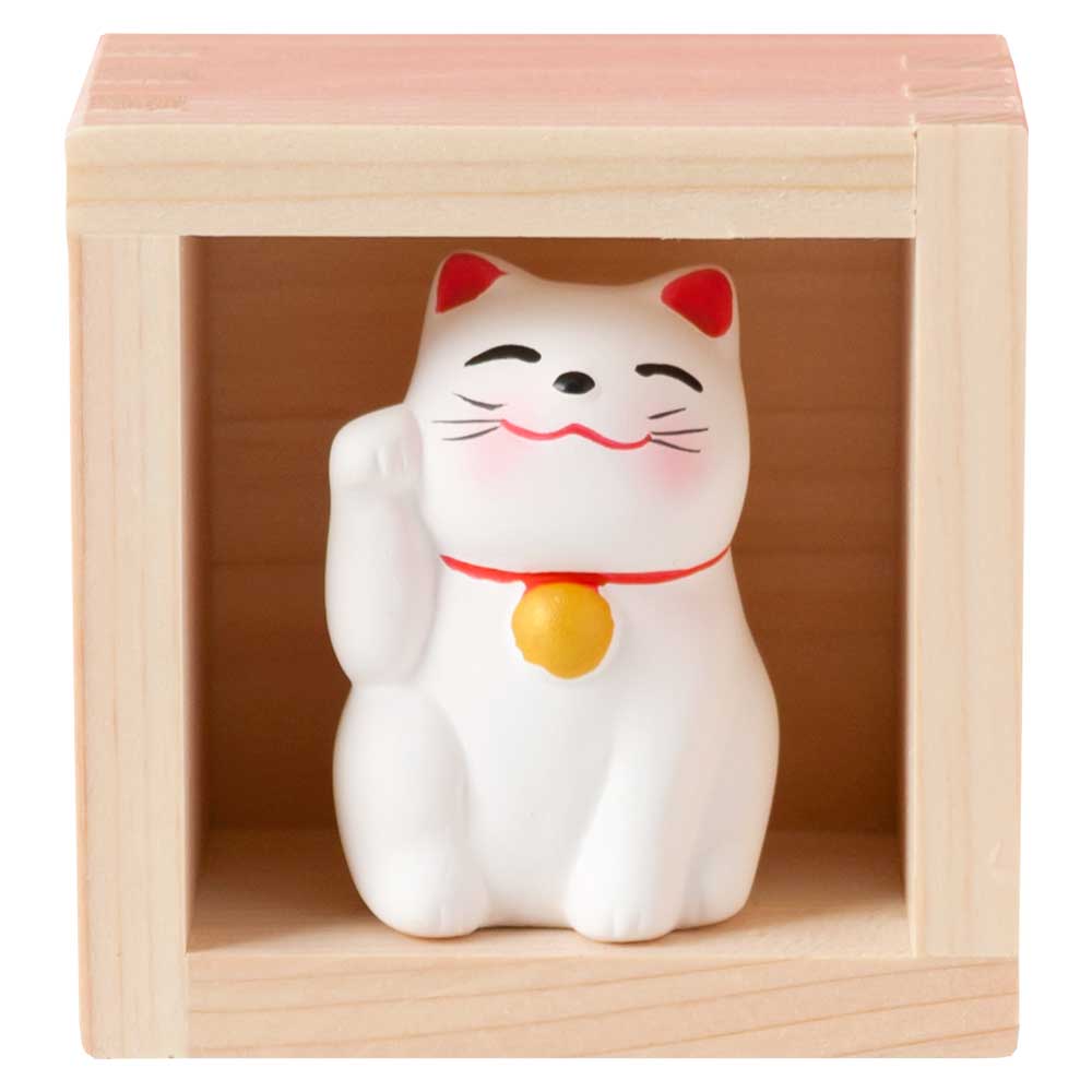 ますや 枡招き猫〈白・五勺枡セット〉｜ますます福を招く、招き猫の