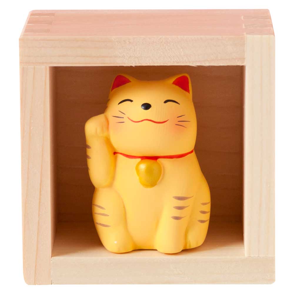 ますや 枡招き猫〈トラ・五勺枡セット〉|ますます福を招く、招き猫の置き飾り
