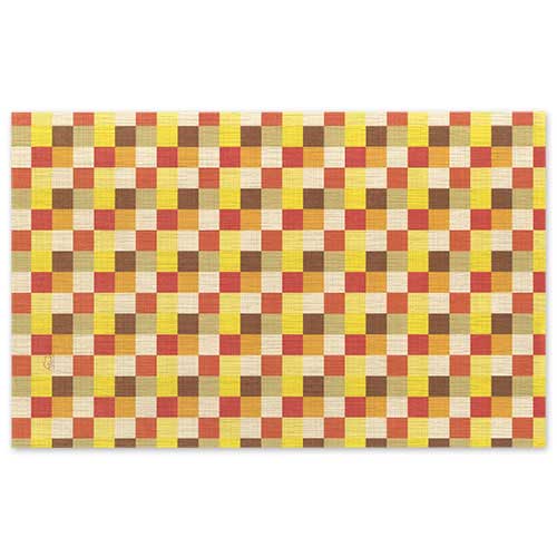 フリーサイズ判　彩り市松　山吹文 (BD-015)　吉兆書包み　室町紗紙ブックカバー　和詩倶楽部　※在庫限り