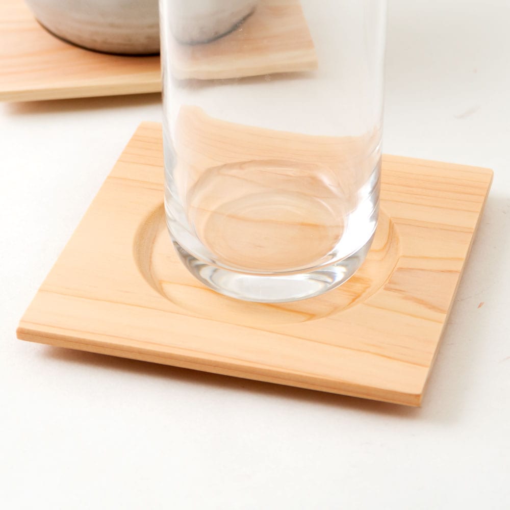 土佐龍　四万十ひのき方丈コースター　高知県の工芸品　Square coaster of cypress  Kochi craft