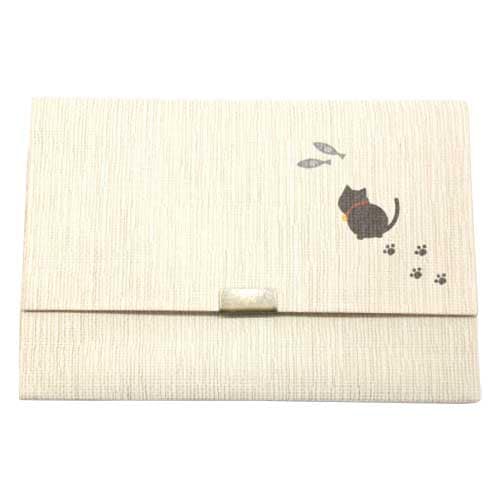 【懐紙入れ】室町紗紙　黒ねこ (KR-004)　和詩倶楽部　Kaishi case  Muromachi shoushi
