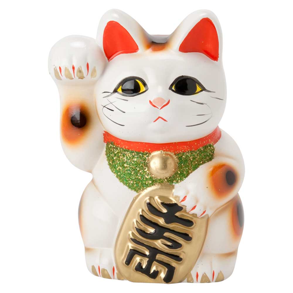 常滑焼 招き猫 4号小判白猫貯金箱 右手上げ (143-56-86) 愛知県の工芸