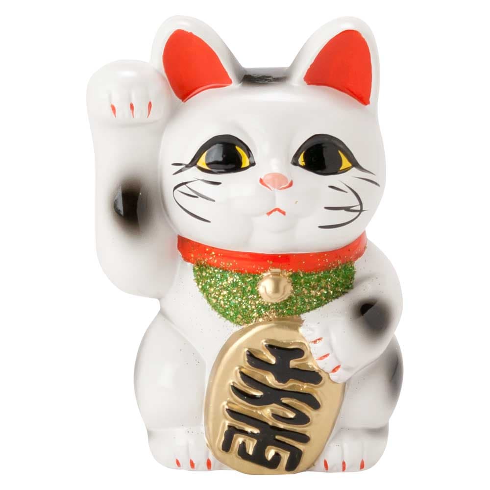 常滑焼 招き猫 7号小判白猫貯金箱 右手上げ (143-59-86) 愛知県の工芸