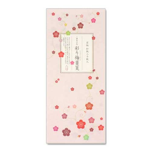 【一筆箋】一筆其の先箋　彩り梅蔓箋 (IA-004)　同柄20枚綴　和詩倶楽部　Mini letter paper  Washi-club