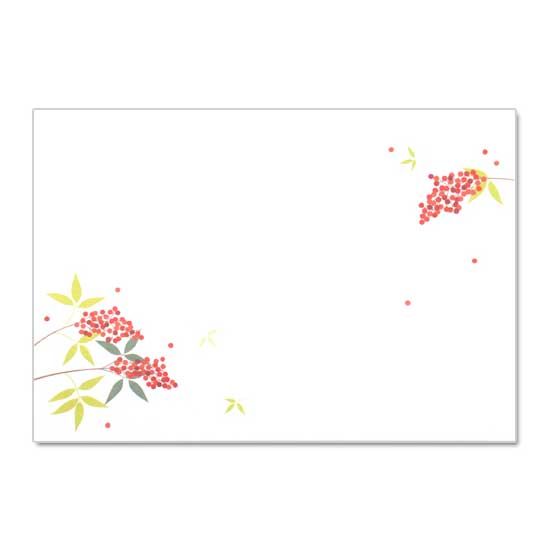 【封筒】此の先封筒　南天 (ID-003)　同柄5枚入　和詩倶楽部　Envelope  Washi-club