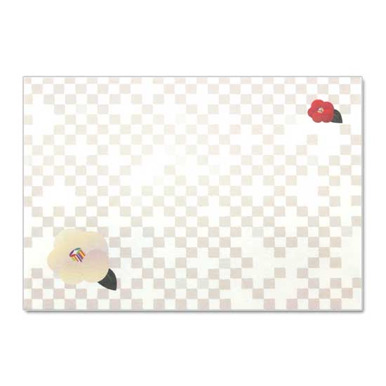和詩倶楽部 此の先封筒〈七宝椿〉伊予和紙・同柄5枚入｜洋形2号、両面絵柄の和封筒
