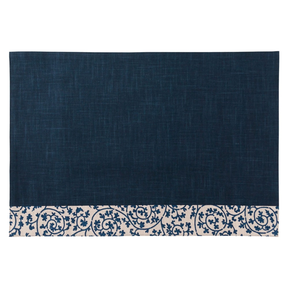 百道発信　祝唐草ランチョンマット　紺 (IKI-1371)　リバーシブル　福岡県の布製品　Fabric place mat