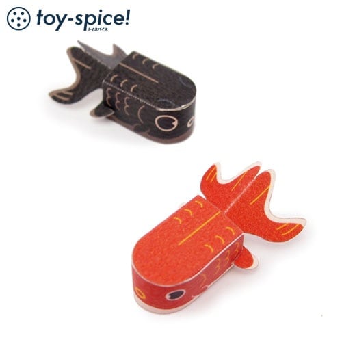 ポストカードTOY　すいすい、きんぎょ (010-1)　素材付きタイプ　紙のおもちゃ工作キット　Postcard toy  Paper handmade kit