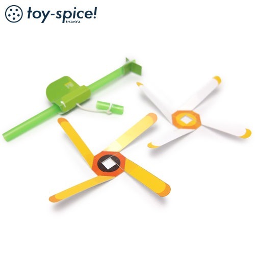 ポストカードTOY　かみコプター・flower (015-1)　素材付きタイプ　紙のおもちゃ工作キット　Postcard toy  Paper handmade kit