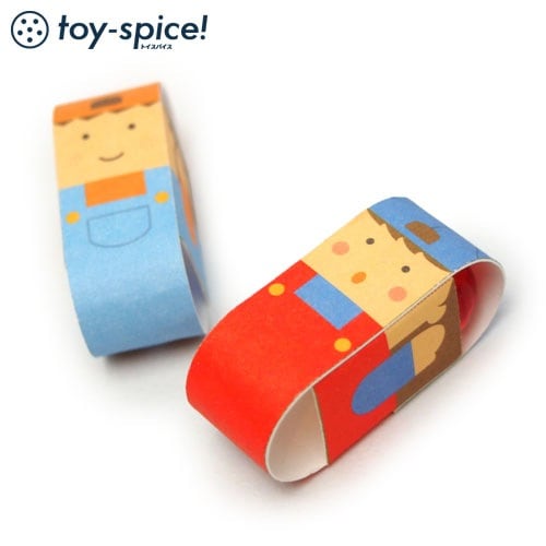 ポストカードTOY　でんぐりきょうだい (016-1)　素材付きタイプ　紙のおもちゃ工作キット　Postcard toy  Paper handmade kit