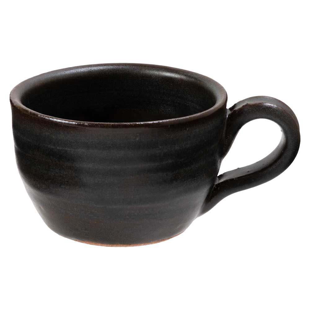 骨董品　信楽焼　黒 信楽焼〈カフェオレボウル〉黒 280ml｜中村文夫（なか工房）が作る