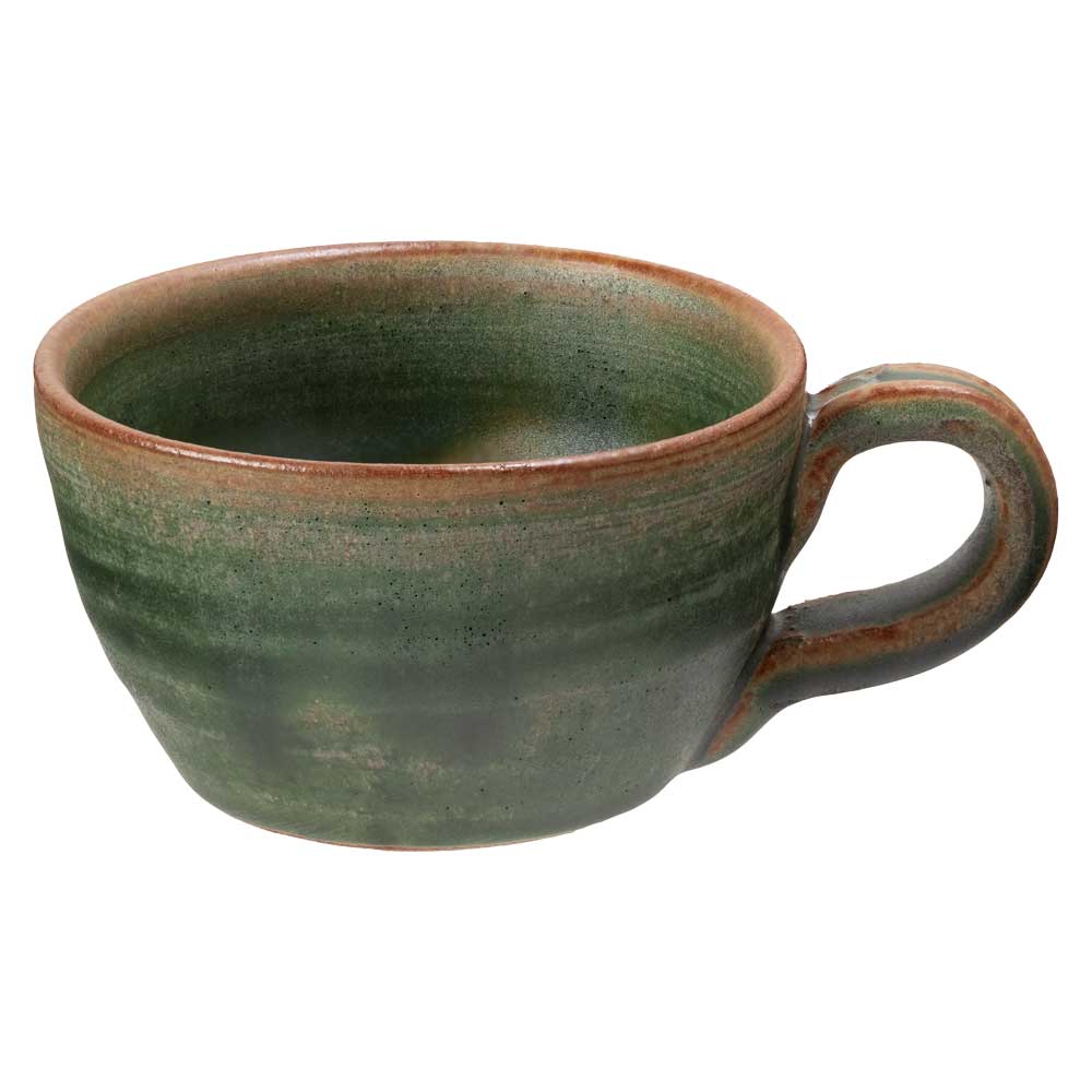 信楽焼〈カフェオレボウル〉緑 280ml｜中村文夫（なか工房）が作る