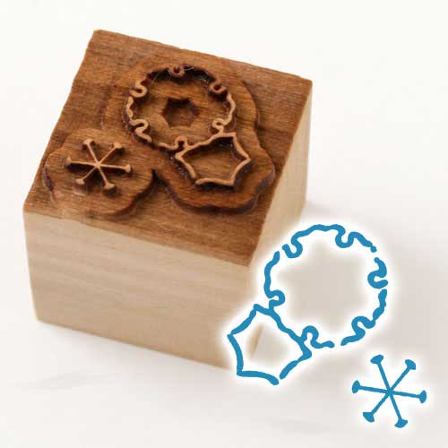 京からかみ　版木スタンプ　雪輪　木版ミニスタンプ　京都府の工芸品　Karakami woodblock stamp