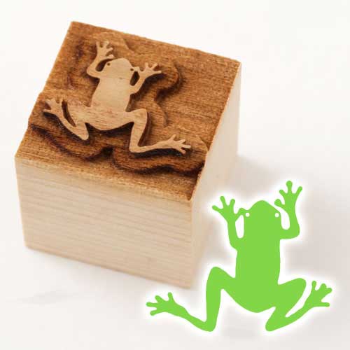 京からかみ　版木スタンプ　蛙文B　木版ミニスタンプ　京都府の工芸品　Karakami woodblock stamp　※在庫限り