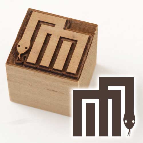 京からかみ　版木スタンプ　源氏香蛇　木版ミニスタンプ　京都府の工芸品　Karakami woodblock stamp