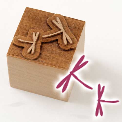 京からかみ　版木スタンプ　蜻蛉　木版ミニスタンプ　木製・朴　季節のお便り　年賀状　便箋　手紙　京都府の工芸品