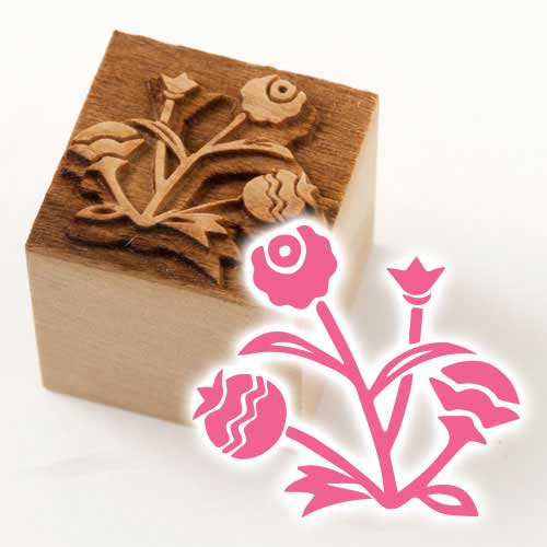 京からかみ　版木スタンプ　あざみ　木版ミニスタンプ　木製・朴　季節のお便り　年賀状　便箋　手紙　京都府の工芸品