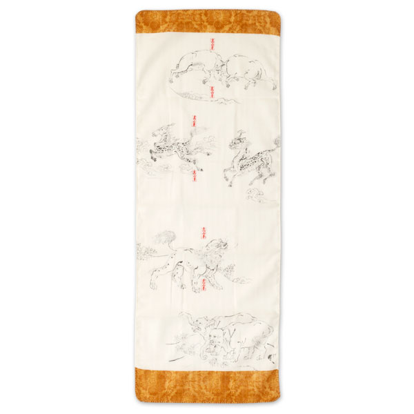 ふんわりてぬぐい　鳥獣人物戯画　乙巻（象）カラシ　二重ガーゼ手ぬぐい　Japanese towel of Choju-giga|手ぬぐい|和小物