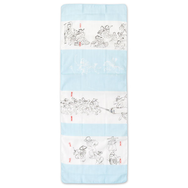 ふんわりてぬぐい　鳥獣人物戯画　丁巻（人物）ブルー　二重ガーゼ手ぬぐい　Japanese towel of Choju-giga|手ぬぐい|和小物