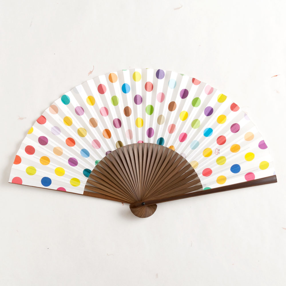 【扇子】女房扇　彩り水玉 (SB-004)　和紙の扇子6寸5分　和詩倶楽部　Sensu fan  Washi-club　※在庫限り|扇子・団扇|和小物