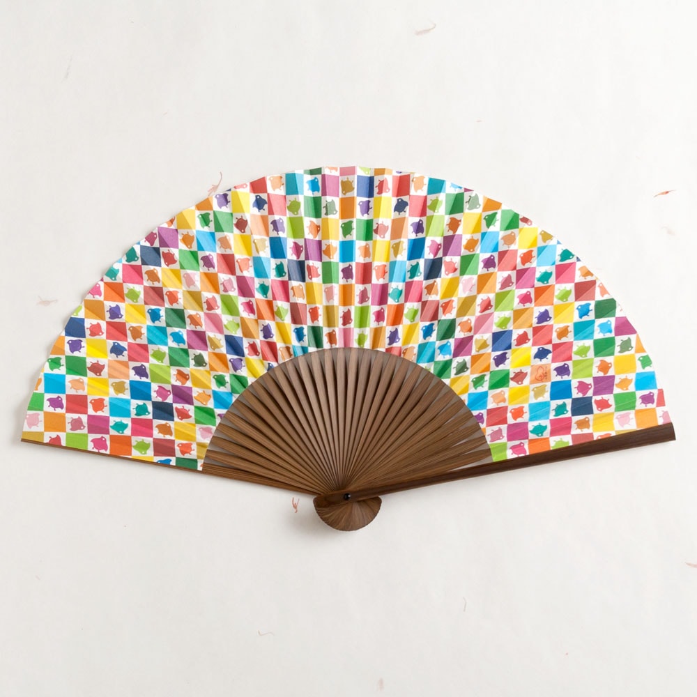 【扇子】女房扇　京千鳥格子 (SB-012)　和紙の扇子6寸5分　和詩倶楽部　Sensu fan  Washi-club　※在庫限り|扇子・団扇|和小物