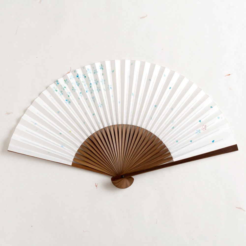 【扇子】女房扇　蒼桜吹雪 (SB-016)　和紙の扇子6寸5分　和詩倶楽部　Sensu fan  Washi-club　※在庫限り|扇子・団扇|和小物