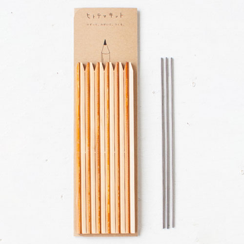 ヒトテマキット　えんぴつ　けずってみがいて自分でつくる木製文具工作キット　Wooden pencil craft kit|工作用素材・キット|なつかしの玩具