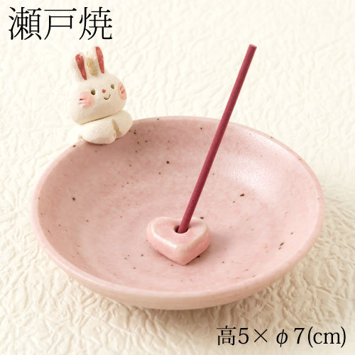 瀬戸焼 ほのぼの香立て〈兎〉愛知県の工芸品｜お皿を覗き見る、かわいいお香立て