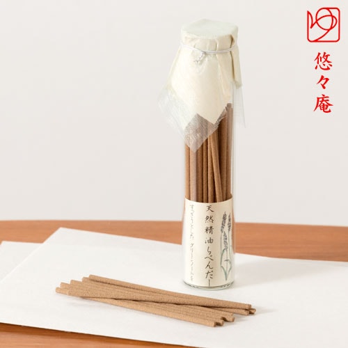 スティックお香　天然精油のお線香　らべんだーの丘　ガラスビン入　悠々庵　Incense stick of natural essential oil