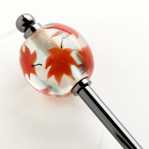 かんざし屋の簪　紅葉とんぼ玉簪　Japanese hairpin  Hair stick